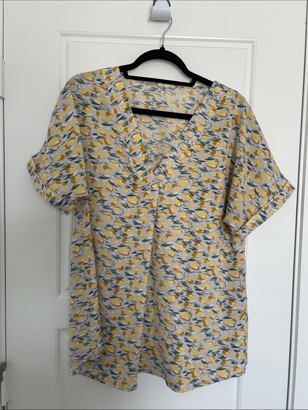 Yellow Floral V-Neck Men's Shirt